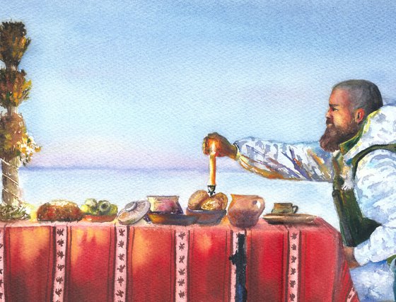 Christmas Light in the Winter Field