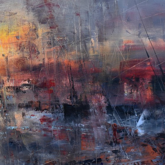 "Harbor of destroyed dreams - The curse of Giving" W100 x H50cm