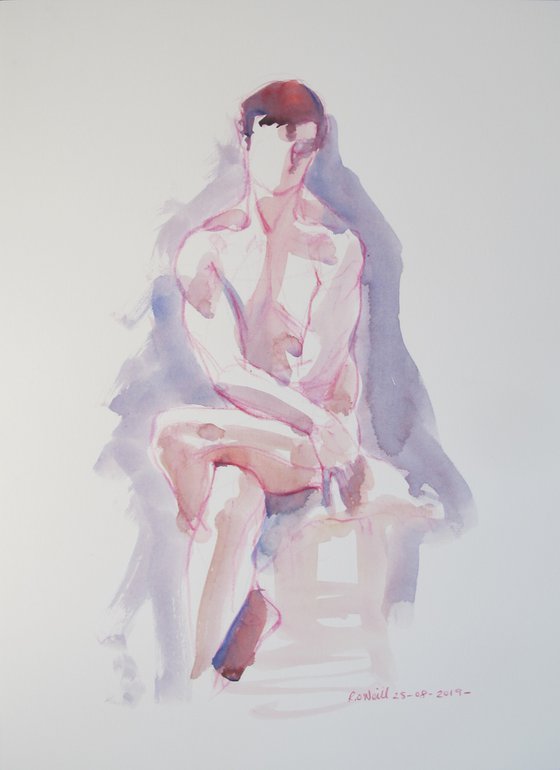 Seated male nude