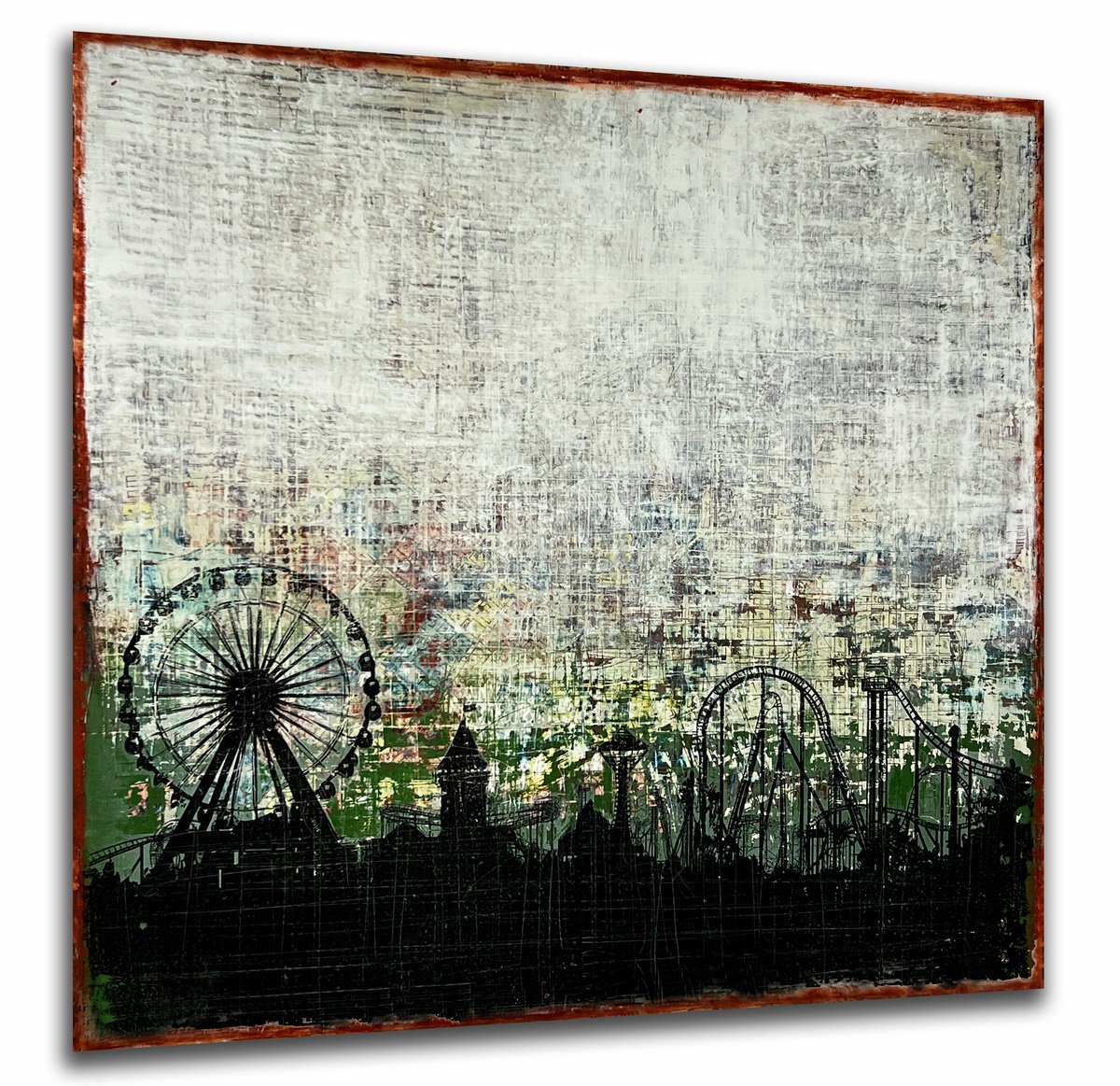 Abstract Acrylic Painting By Robert Tillberg, 48 X 48", Old Fashion Amusement, Original Artwork