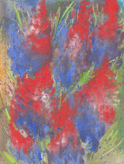 Abstract red flowers by Anna Onikiienko