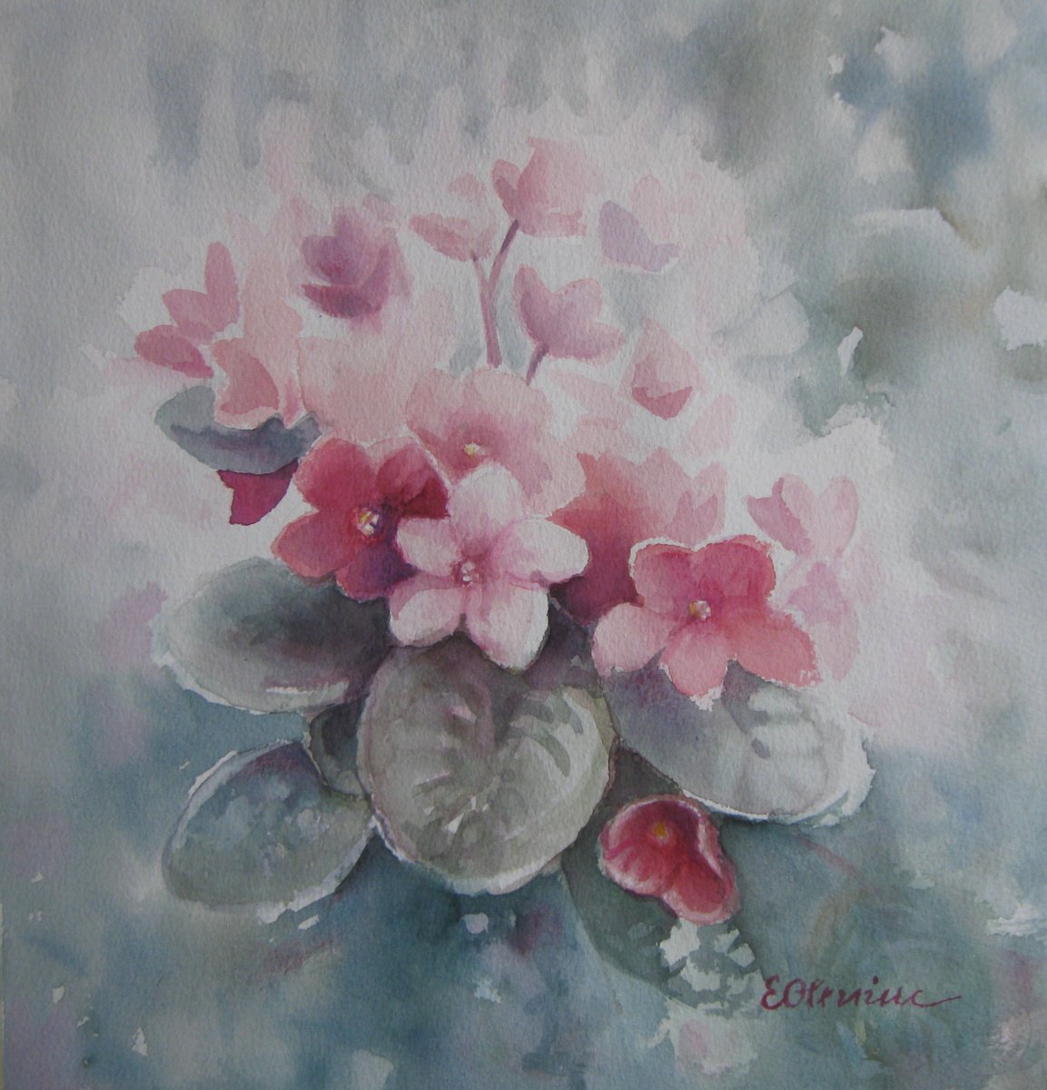 Impressionistic Botanical Watercolour By Elena Oleniuc, 13 X 13, Spring Flowers, Original Artwork