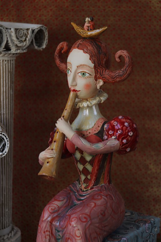 Princess with twinbraid plaing a flute
