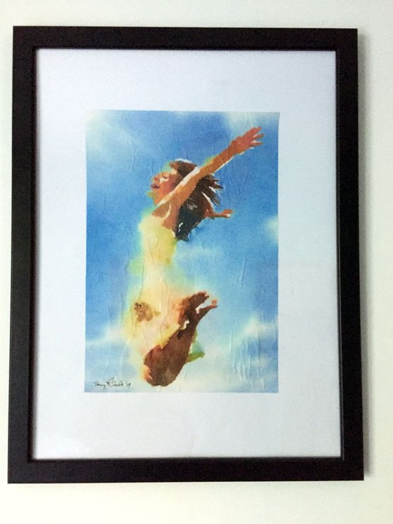 Jump! (2) - Watercolour on silk