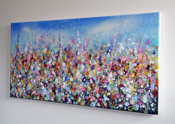 Summer Days - Large Floral Abstract Painting