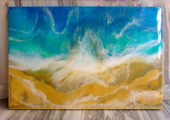 "Turquoise Sea"  Resin Large painting