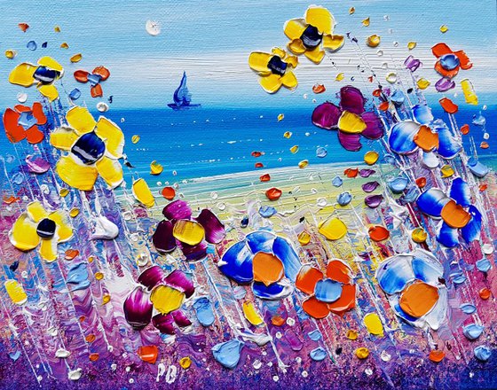 "Bright Beach & Flowers in Love"