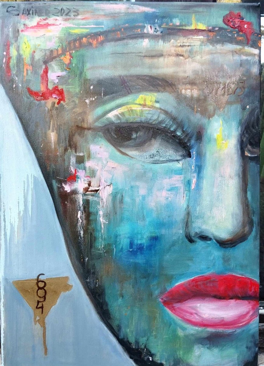 Expressive Oil Painting , Mask #8 By Leo Baxiner, 20 X 28, Artwork For Sale On Artfinder