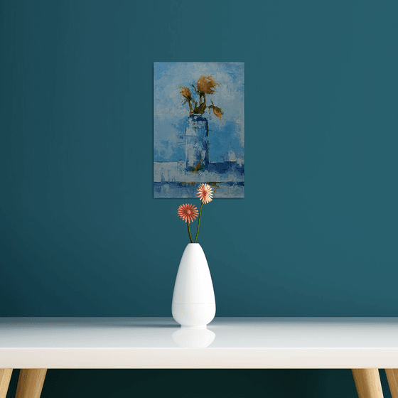 Still life painting. Flowers in vase