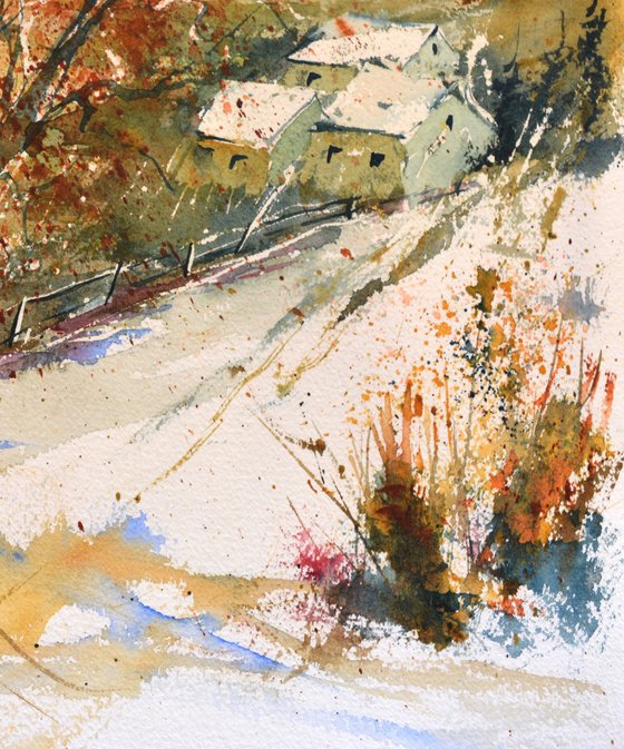 Golden leaves  -watercolor