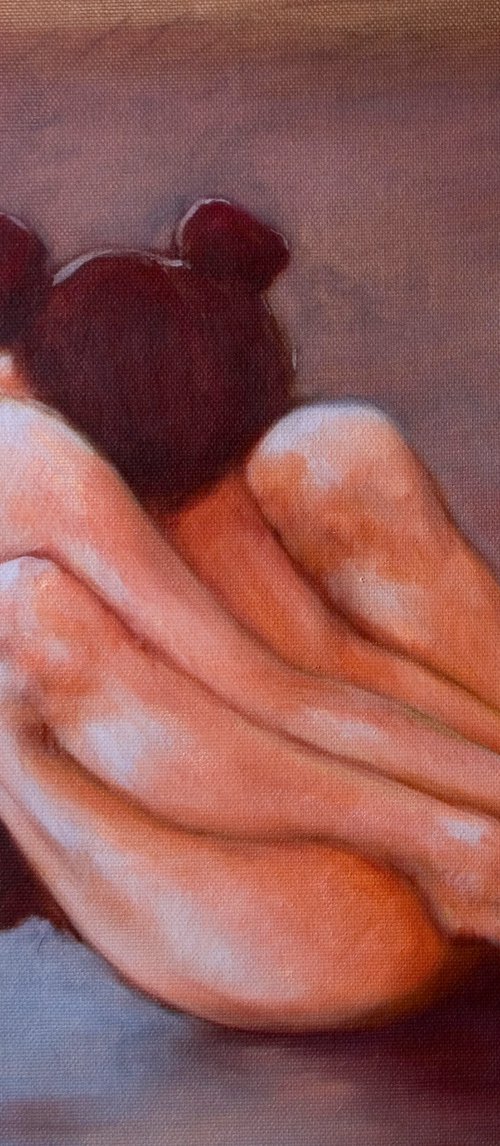 nude woman on blue brown by Olivier Payeur