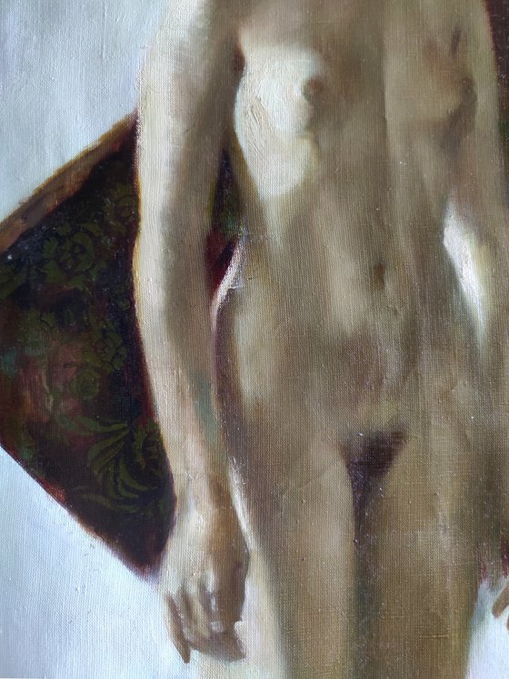 Nude staging with a guitar