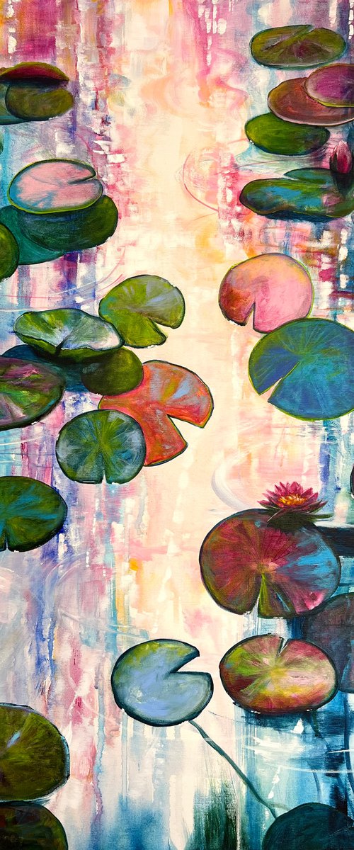 Water Lilies At Sunset 2 by Sandra Gebhardt-Hoepfner