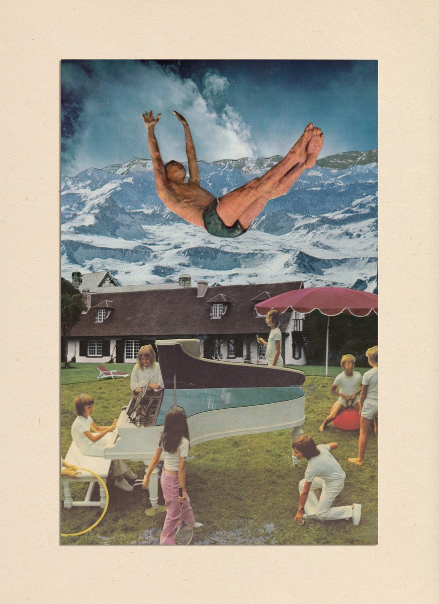 Surrealistic Portrait Collage By Jon Garbet, 9 X 11, The Fallen, Original Artwork