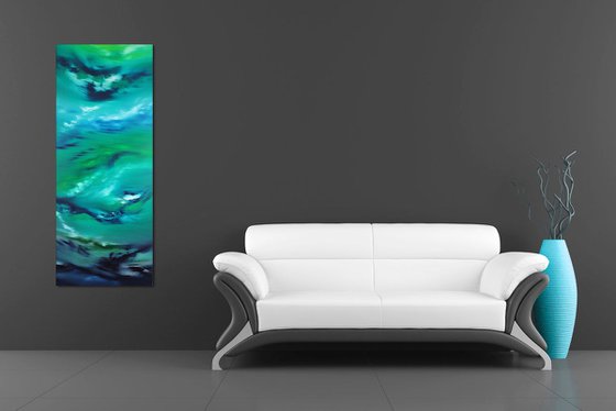 Deepest night, the series, 40x100 cm, Deep edge, LARGE XL, Original abstract painting, oil on canvas