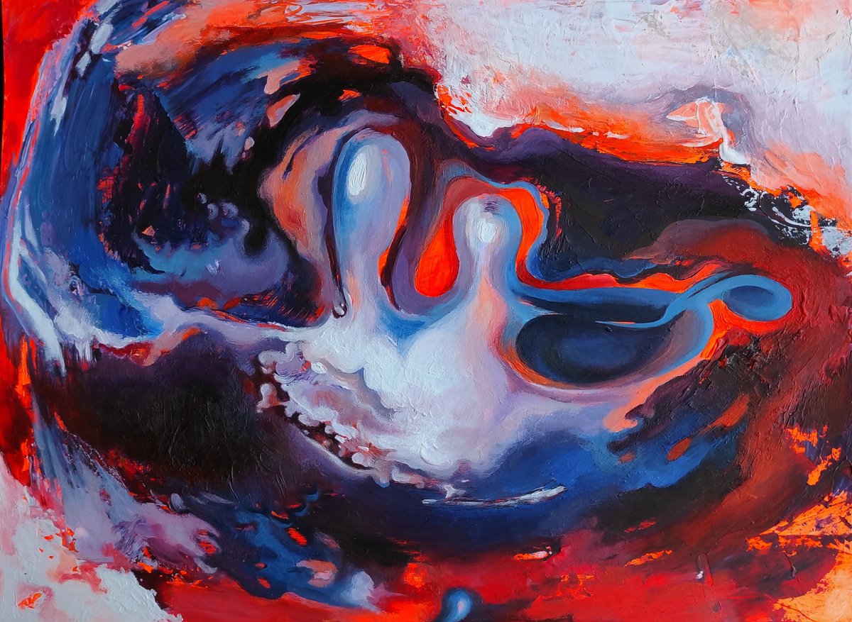 Impressionistic Abstract Acrylic Painting By Tetiana Borys, 12 X 9", In Search Of Meaning, Original Artwork