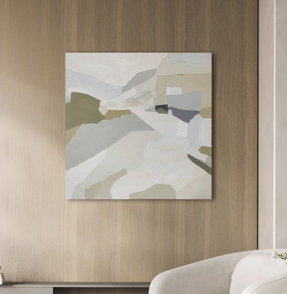 "Aura 4" Beige olive blue abstract art
