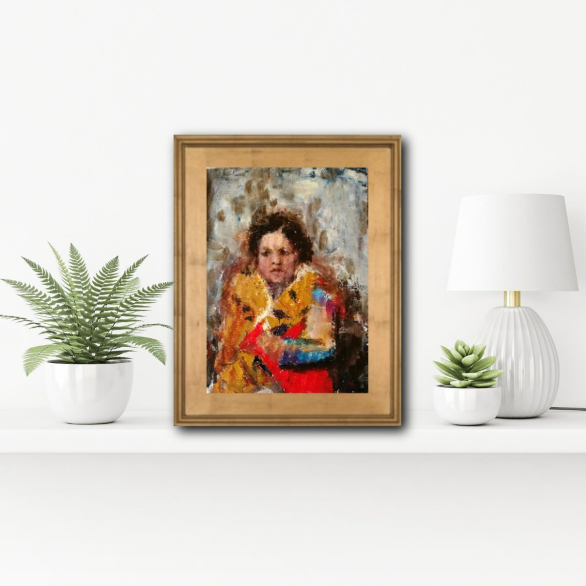 Impressionistic Portrait Oil Painting By Daniela Roughsedge, 6 X 9, Coat Of Many Colours, Original Artwork