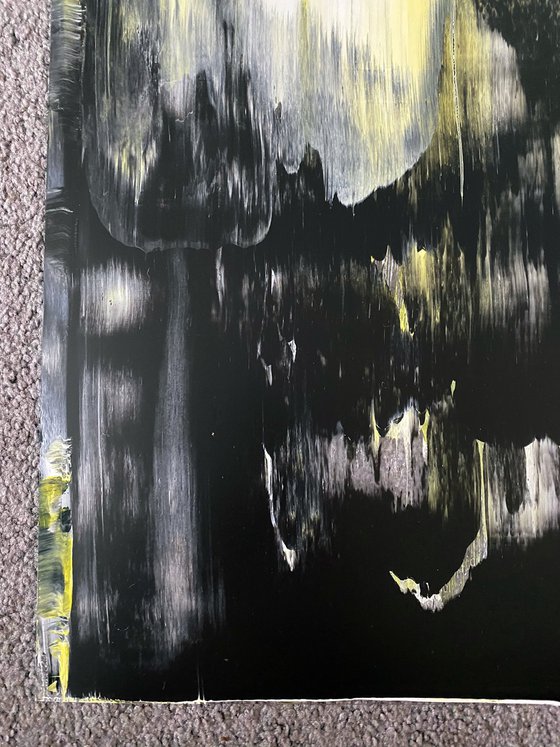 "Blacking Out" - Original PMS Abstract Acrylic Painting On Plexiglass, Framed - 26" x 26"