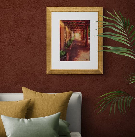 Red Light (2018) Original pastel painting | Hand-painted Art Small Artist | Mediterranean Europe Impressionistic