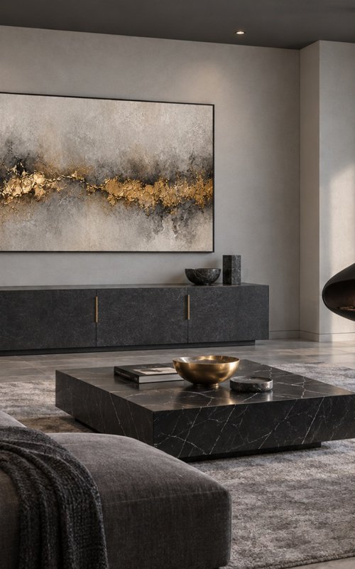 Abstract Gold Glow in Gray Ash by Indie Ru
