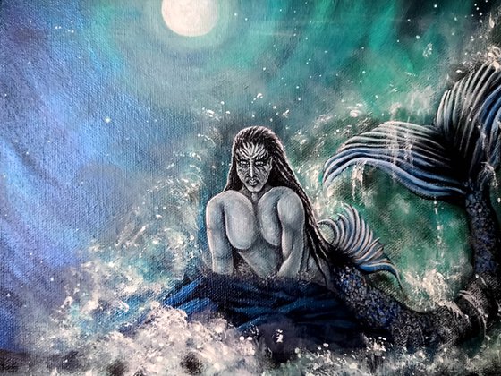 The Merman. Original acrylic painting by Zoe Adams.