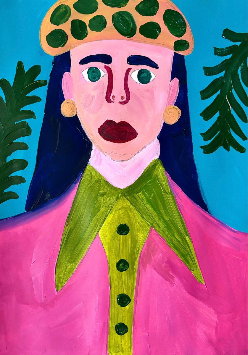 Naive Acrylic Painting , The Girl By Aurora Camaiani, 14 X 20, Artwork For Sale On Artfinder