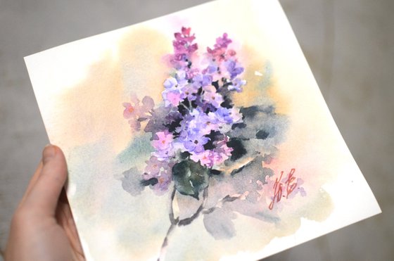 Lilac, spring blossom in watercolor