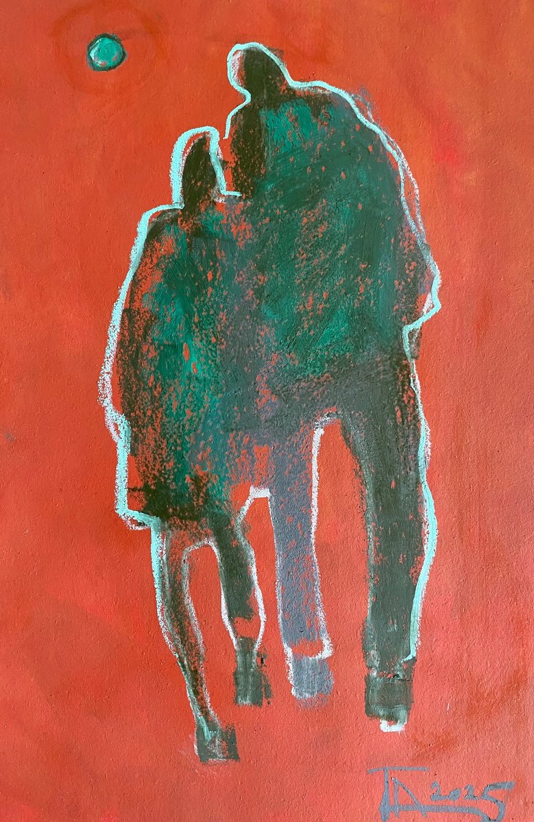 Expressive Portrait Pastel Drawing By Tatjana Auschew, 13 X 20", Two., Original Artwork