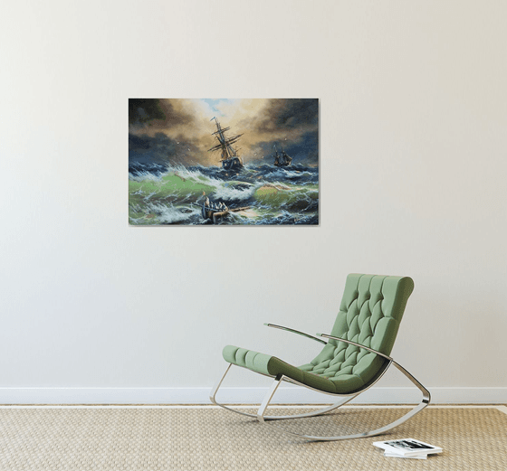 Restless sea -2 (60x90cm, oil painting)