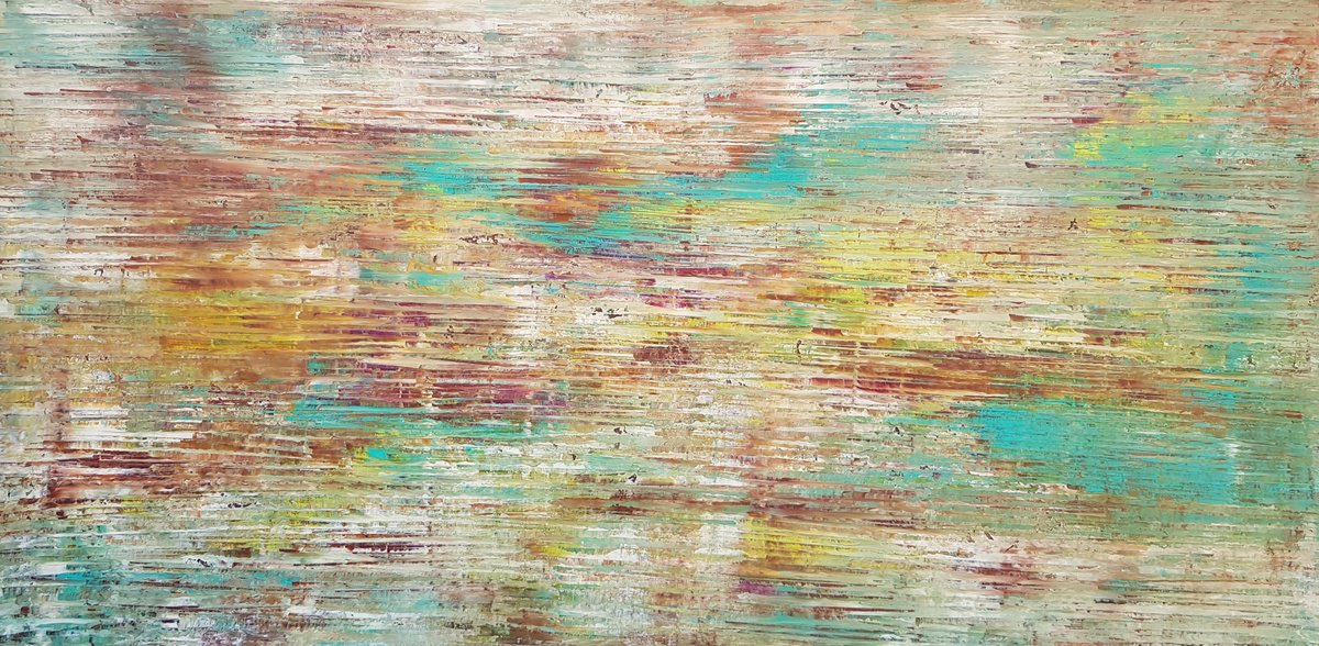 Abstract Landscape Acrylic Painting By Ivana Olbricht, 77 X 37, A Day In Nature, Original Artwork