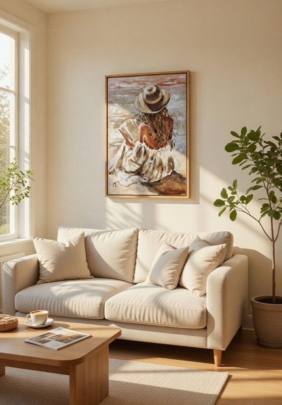 " GOOD STORY ON BEACH WITH BOOK "