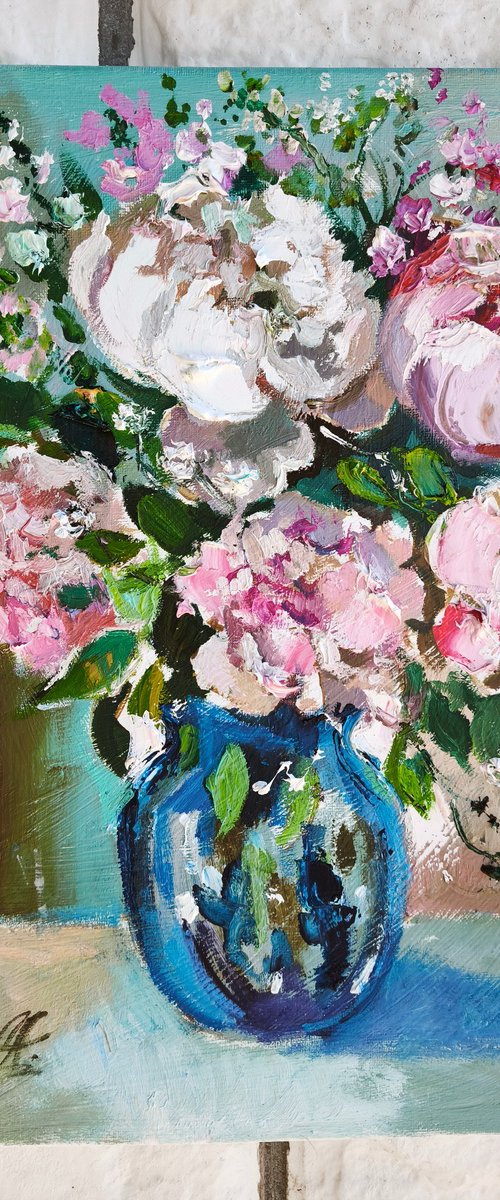 Peony Bouquet in Vase by Annet Loginova
