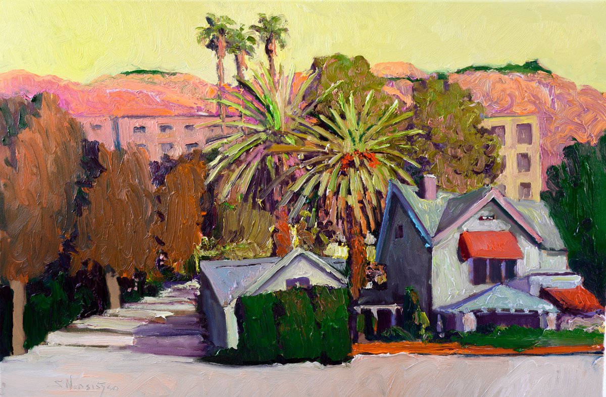 Expressive Oil Painting , Landscape From Hollywood By Suren Nersisyan, 36 X 24, Artwork For Sale On Artfinder
