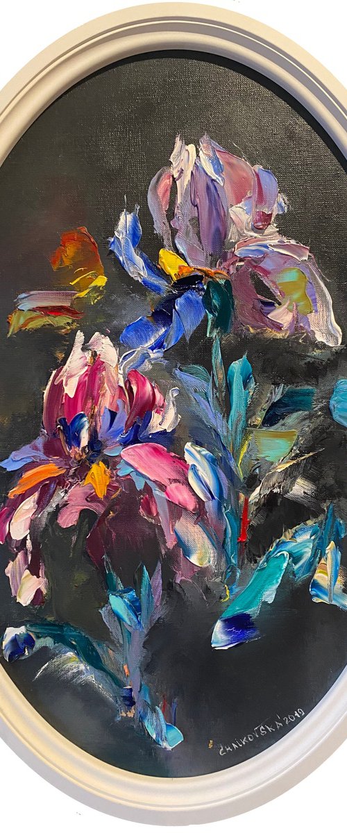 WILD IRIS, Oil on canvas panel by Svetlana Caikovska