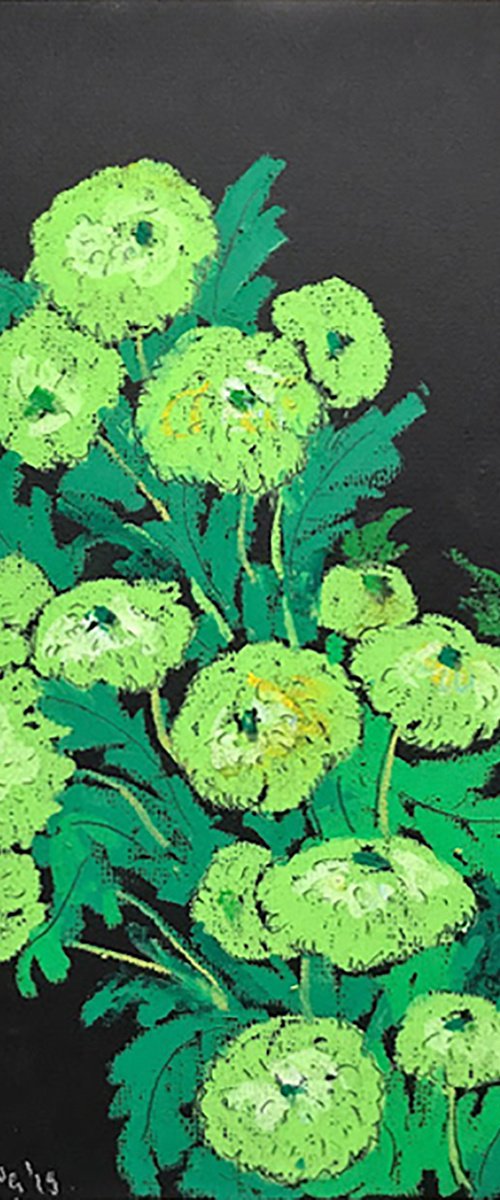 Green chrysanthemums by Yuliia Pastukhova