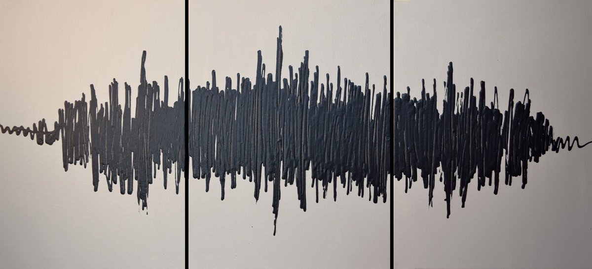 Geometric Abstract Acrylic Painting By Stuart Wright, 36 X 12", In Rhythm Mauve Music, Original Artwork