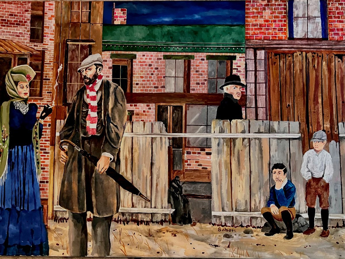 Illustrative Portrait Acrylic Painting By Andrew Sabori, 35 X 24, Dead End, Original Artwork