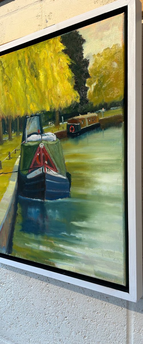 Blue Barge at Ely by Robert Wells