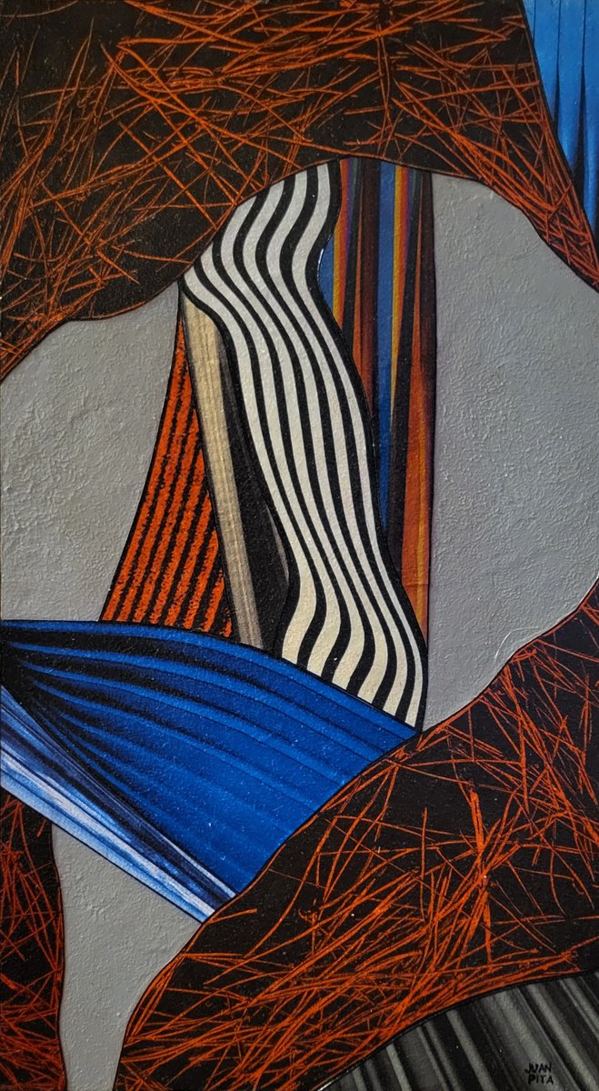 Abstract Painting By Juan Pita, 11 X 19", Cybergraph Enredo (M1), Original Artwork