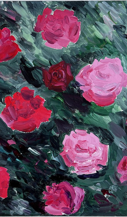Rose Bush in the Wind by Dariia Martsin