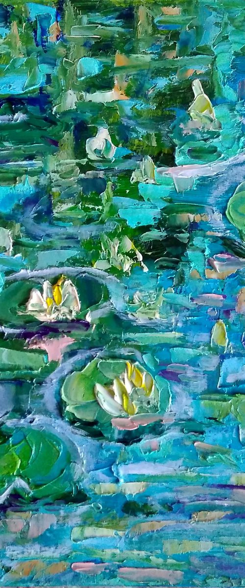 Pond Landscape Impasto by Yulia Berseneva