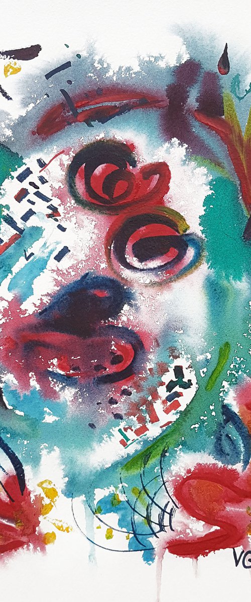 "Face" Acrylic Painting on Paper. Abstract Art. by Viktoriya Gorokhova