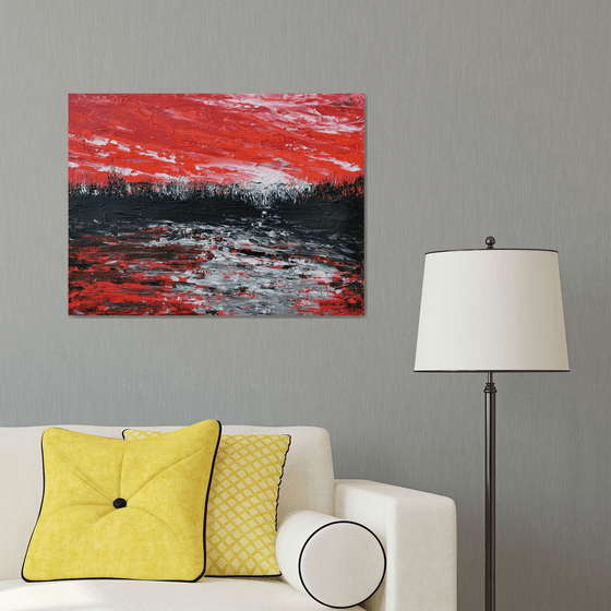 Red abstract landscape