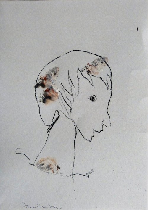 Portrait 19-13, ink on paper 21x29 cm by Frederic Belaubre