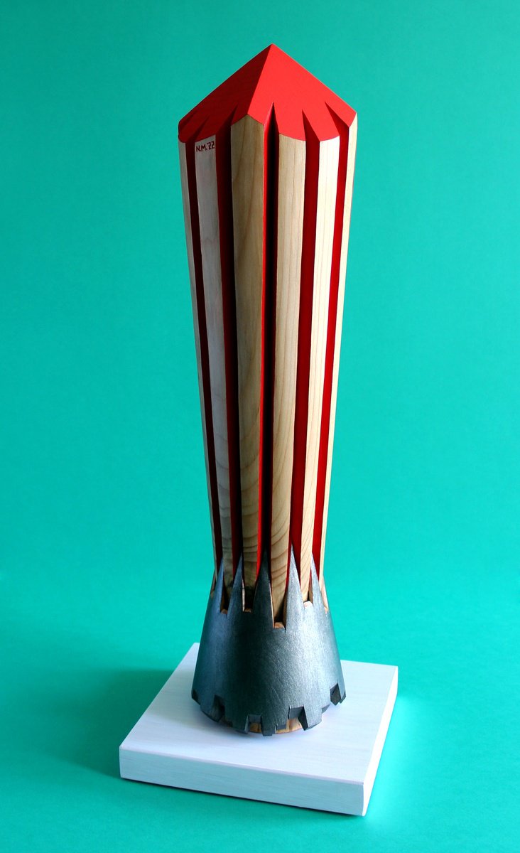 Urban And Pop Abstract Wood Sculpture By Nikolay Martinov, 8 X 25", "Gravity I", Original Artwork