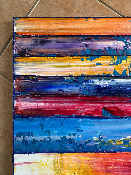 "Candy Striper" - Original PMS Oil Painting On Reclaimed Wood - 48 x 26.5 inches