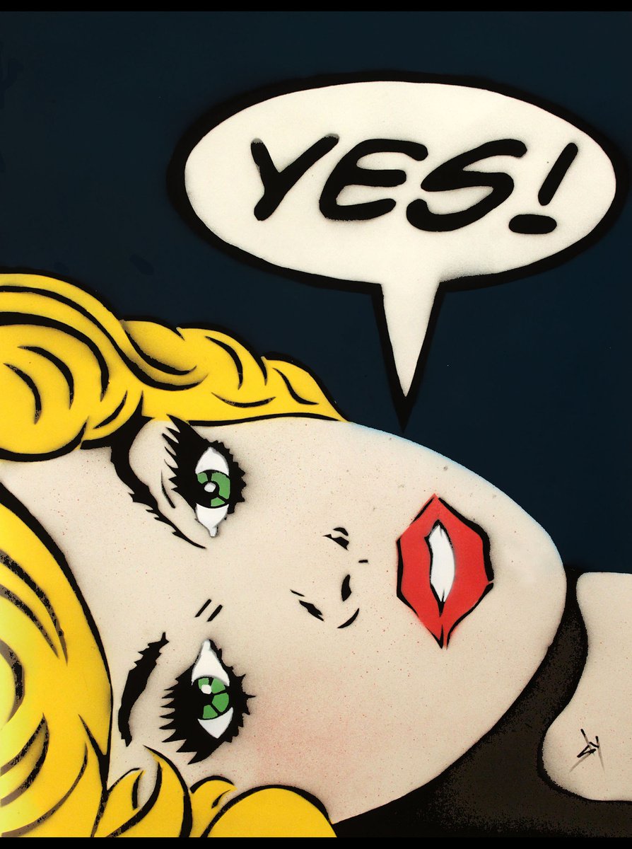 Cartoon Portrait Painting By Juan Sly, 22 X 30", Yes! (Black) (On Paper)., Original Artwork