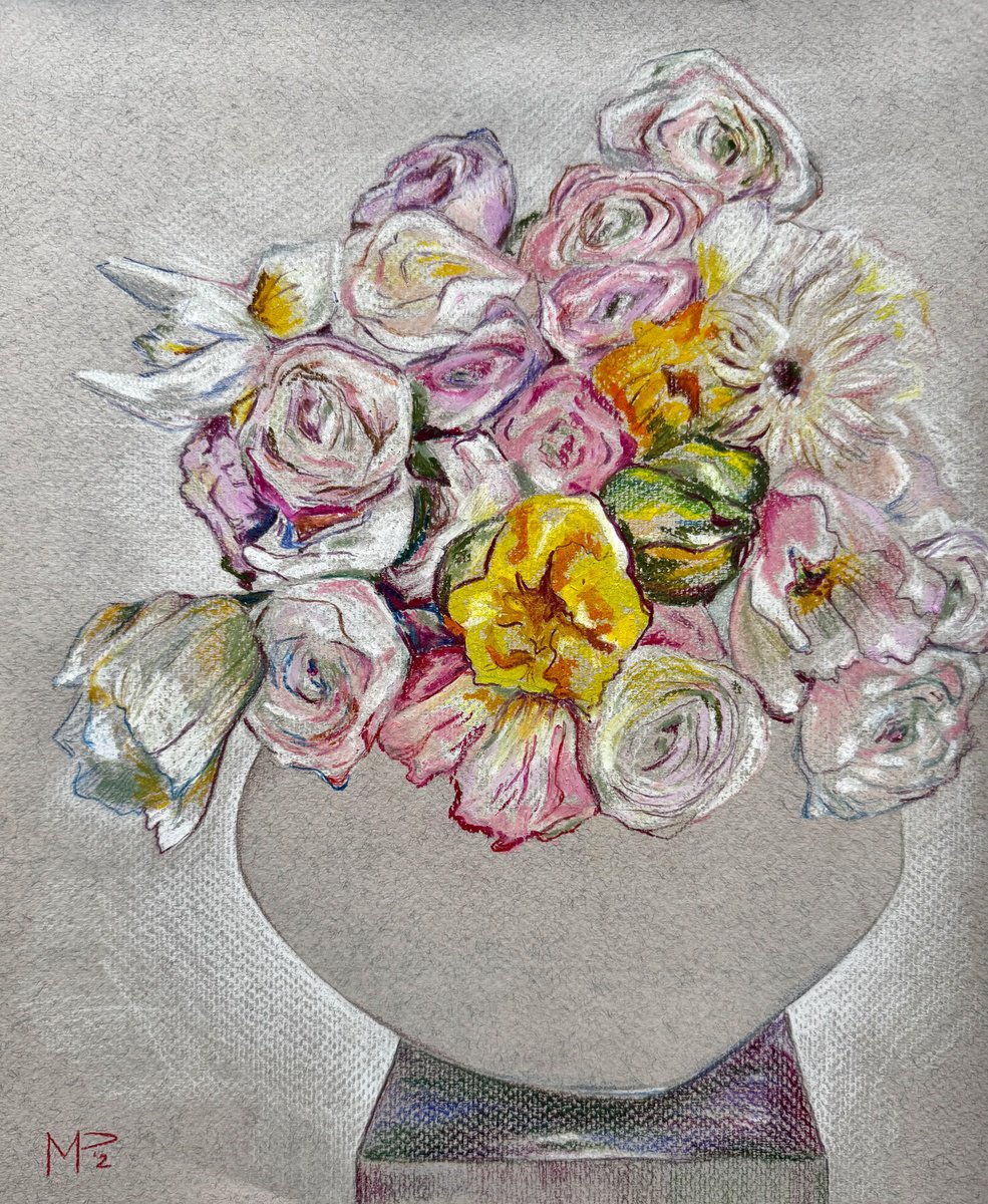 Impressionistic Botanical Pastel Drawing By Hennadii Penskyi, 11 X 14, Grace, Original Artwork