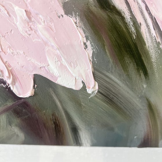 Pink Peony on Grey